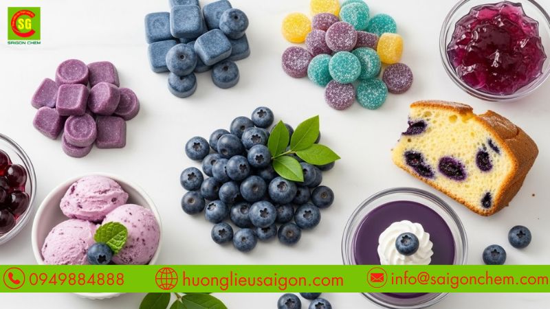 Ứng dụng hương việt quất trong b&aacute;nh kẹo